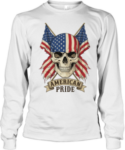 American Pride Skull Veteran Patriot T Long Sleeved T-shirt