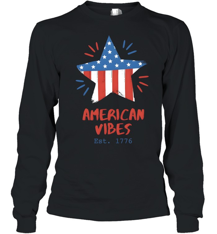 American Vibes Flag Star T- Long Sleeved T-shirt