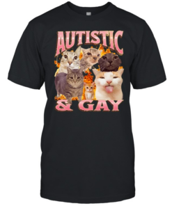 Autistic and Gay cats flame aesthetic print aesthetic funny meme  Classic Men's T-shirt