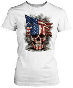 Battle Worn American Flag Skull T Classic Women's T-shirt
