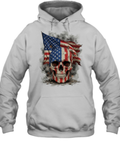 Battle Worn American Flag Skull T Unisex Hoodie
