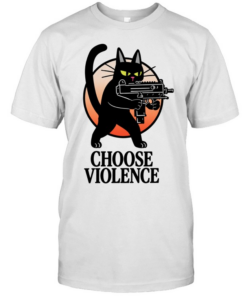Black Cat And Gun Choose Violence Cartoon T Classic Men's T-shirt