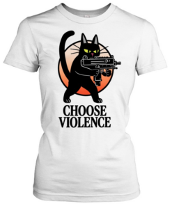 Black Cat And Gun Choose Violence Cartoon T Classic Women's T-shirt