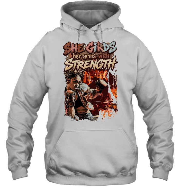 Boxing she girds her arms with strength Unisex Hoodie