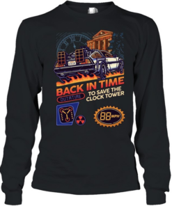 Car back in time outatime to save the clock tower 88mp  Long Sleeved T-shirt