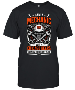 Chicago Bears I Am A Mechanic Running Through My Veins Skeleton T Classic Men's T-shirt