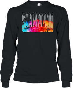 City Skyline Landmark Monument San Antonio Spurs T Long Sleeved T-shirt
