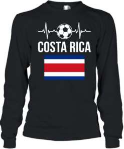Costa Rica football heartbeat soccer  Long Sleeved T-shirt