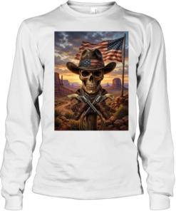 Cowboy Skull Western American Patriot T Long Sleeved T-shirt