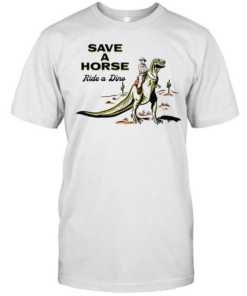 Cowboy save a horse ride a dino  Classic Men's T-shirt