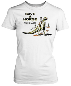 Cowboy save a horse ride a dino  Classic Women's T-shirt