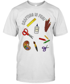 Crafting is fun art supplies scissors glue paintbrush school theme kids  Classic Men's T-shirt
