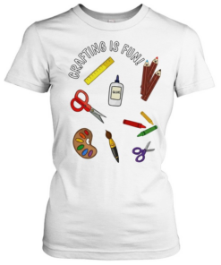 Crafting is fun art supplies scissors glue paintbrush school theme kids  Classic Women's T-shirt