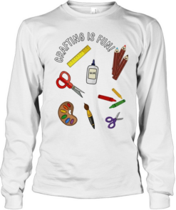 Crafting is fun art supplies scissors glue paintbrush school theme kids  Long Sleeved T-shirt