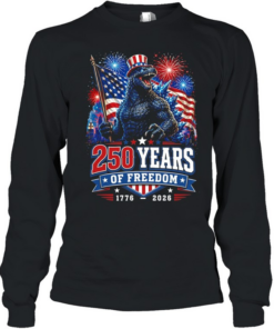 Godzilla 250 years of freedom 1776 2026  Long Sleeved T-shirt