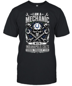 Indianapolis Colts I Am A Mechanic Running Through My Veins Skeleton T Classic Men's T-shirt
