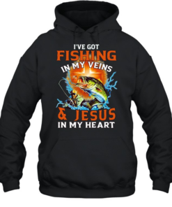 I’ve got fishing in my veins and Jesus in my heart Unisex Hoodie
