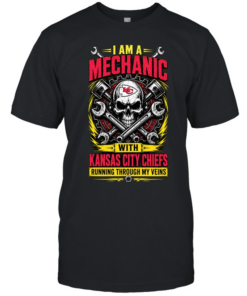 Kansas City Chiefs I Am A Mechanic Running Through My Veins Skeleton T Classic Men's T-shirt