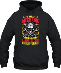 Kansas City Chiefs I Am A Mechanic Running Through My Veins Skeleton T Unisex Hoodie
