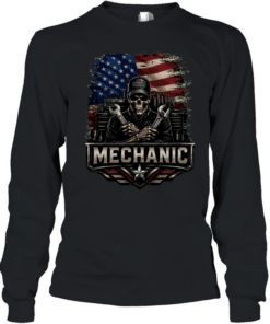 Mechanic USA Flag T Long Sleeved T-shirt