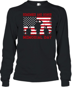 Memorial Day American Flag T- Long Sleeved T-shirt