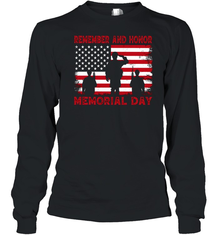 Memorial Day American Flag T- Long Sleeved T-shirt