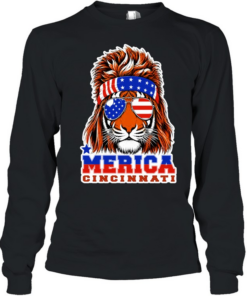 Merica Cincinnati Lion American Flag Sunglasses Patriotic T Long Sleeved T-shirt