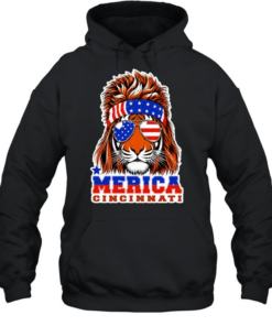 Merica Cincinnati Lion American Flag Sunglasses Patriotic T Unisex Hoodie