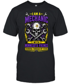 Minnesota Vikings I Am A Mechanic Running Through My Veins Skeleton T Classic Men's T-shirt