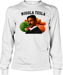 Nigola Tesla Watermelon Fried Chicken Basketball T Long Sleeved T-shirt