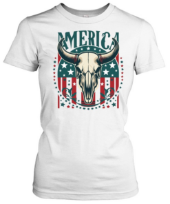 Patriotic America Bull Skull Classic Women's T-shirt
