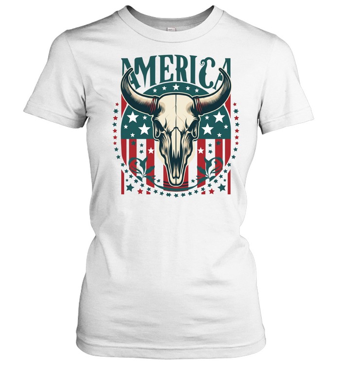 Patriotic America Bull Skull Classic Women's T-shirt