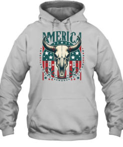 Patriotic America Bull Skull Unisex Hoodie