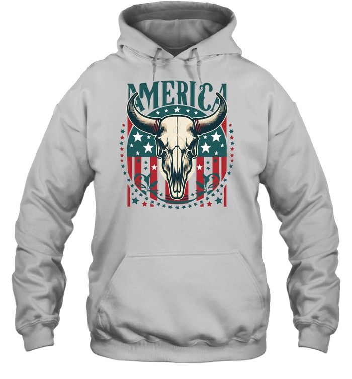 Patriotic America Bull Skull Unisex Hoodie