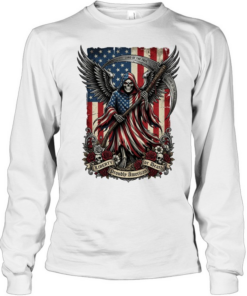 Patriotic Grim Reaper Liberty Or Death T Long Sleeved T-shirt