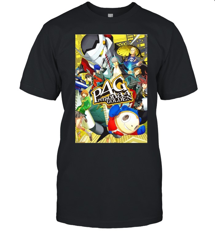 Persona 4 Golden Main Cast and Izanagi Character Art P4 Golden Logo Classic Men's T-shirt