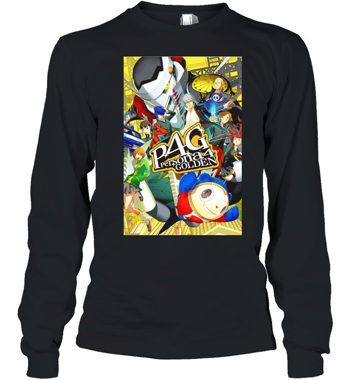 Persona 4 Golden Main Cast and Izanagi Character Art P4 Golden Logo Long Sleeved T-shirt