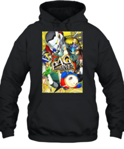 Persona 4 Golden Main Cast and Izanagi Character Art P4 Golden Logo Unisex Hoodie