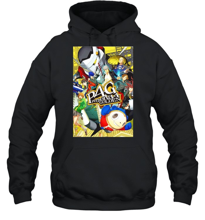Persona 4 Golden Main Cast and Izanagi Character Art P4 Golden Logo Unisex Hoodie