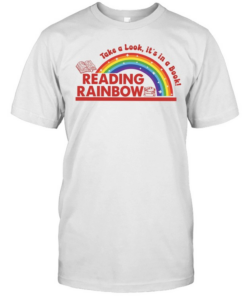 Rainbow take a look it’s in a book reading bookworm  Classic Men's T-shirt