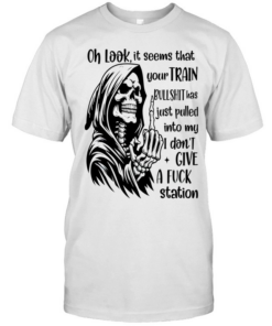 Reaper middle finger oh look it seems that your train bullshit has just pulled into my I don’t give a fuck station  Classic Men's T-shirt