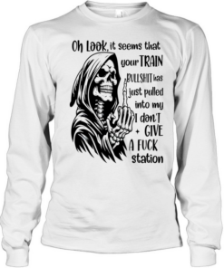 Reaper middle finger oh look it seems that your train bullshit has just pulled into my I don’t give a fuck station  Long Sleeved T-shirt