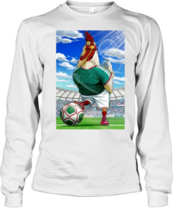 Rooster Fighter Mexican Soccer Fan Athlete Mayan Calendar  Long Sleeved T-shirt