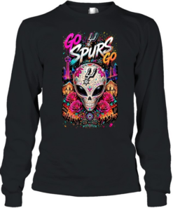 San Antonio Spurs Sugar Skull Por Vida Go Spurs Go  Long Sleeved T-shirt