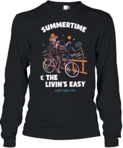 Skeleton summertime and the livin’s easy last call co  Long Sleeved T-shirt