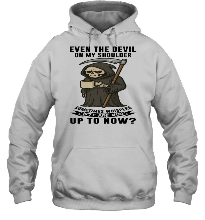 Skull Even The Devil On My Shoulder Sometimes Whispers WTF Are You Up To Now Unisex Hoodie