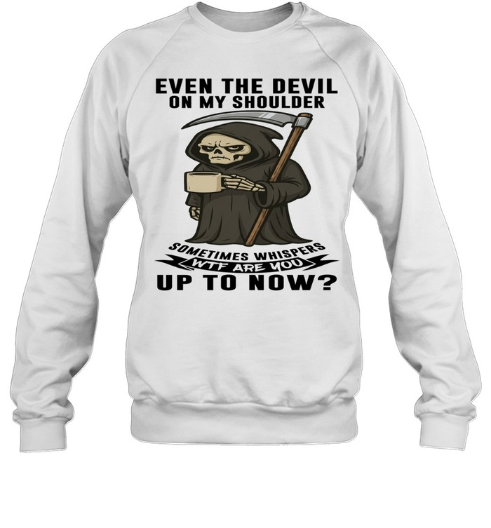Skull Even The Devil On My Shoulder Sometimes Whispers WTF Are You Up To Now Unisex Sweatshirt