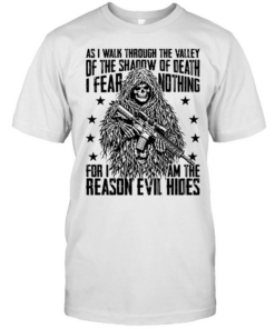 Sniper Skeleton as I walk through the valley of the shadow of death I fear nothing T Classic Men's T-shirt