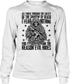 Sniper Skeleton as I walk through the valley of the shadow of death I fear nothing T Long Sleeved T-shirt