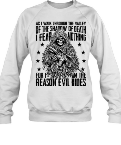 Sniper Skeleton as I walk through the valley of the shadow of death I fear nothing T Unisex Sweatshirt